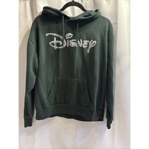 Disney Sz Medium Green Hooded Disney Print Sweatshirt Hooded Kangaroo Pocket